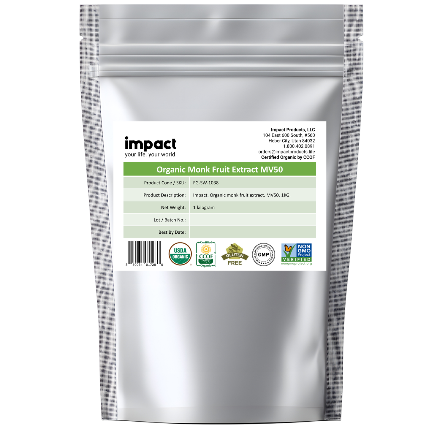 Organic Monk Fruit Extract (Mogroside V 50%) 1 KG