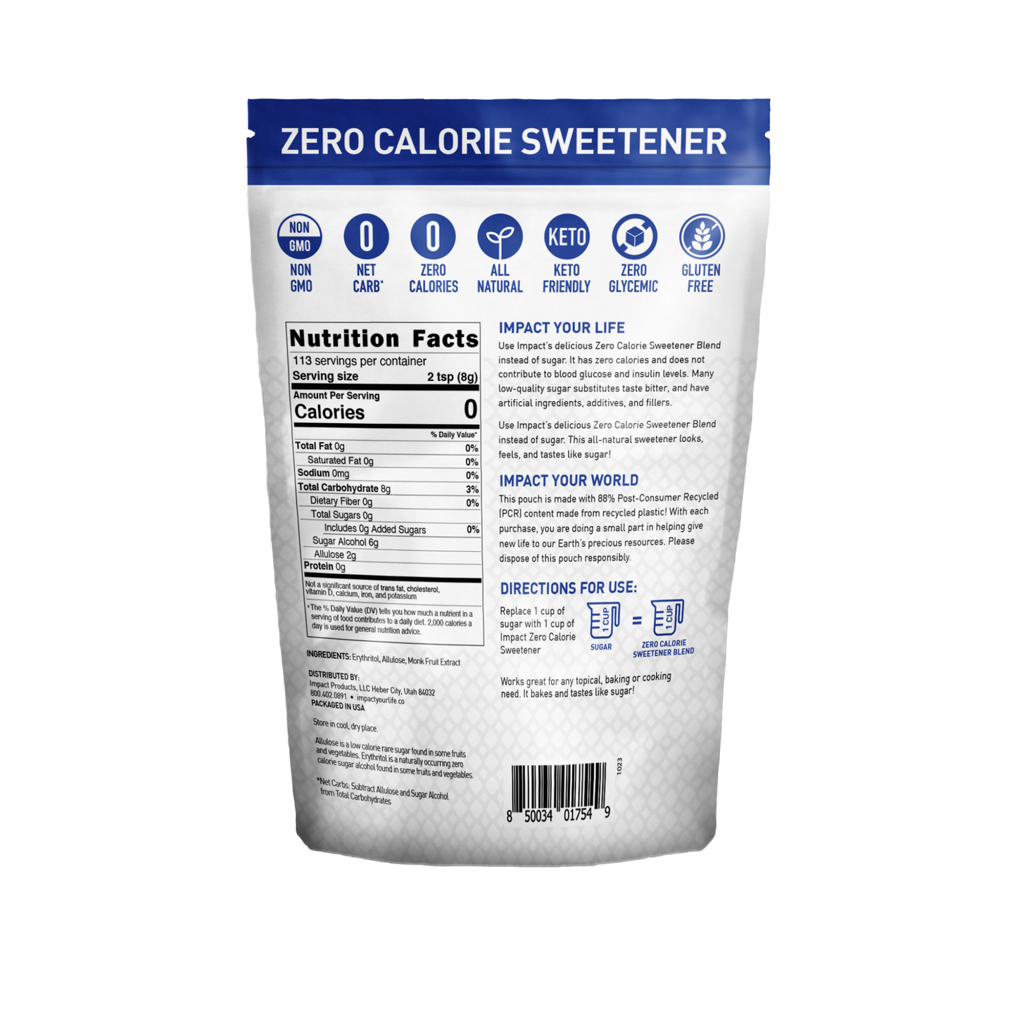 Zero Calorie Sweetener (Erythritol Allulose Monk Fruit Blend)