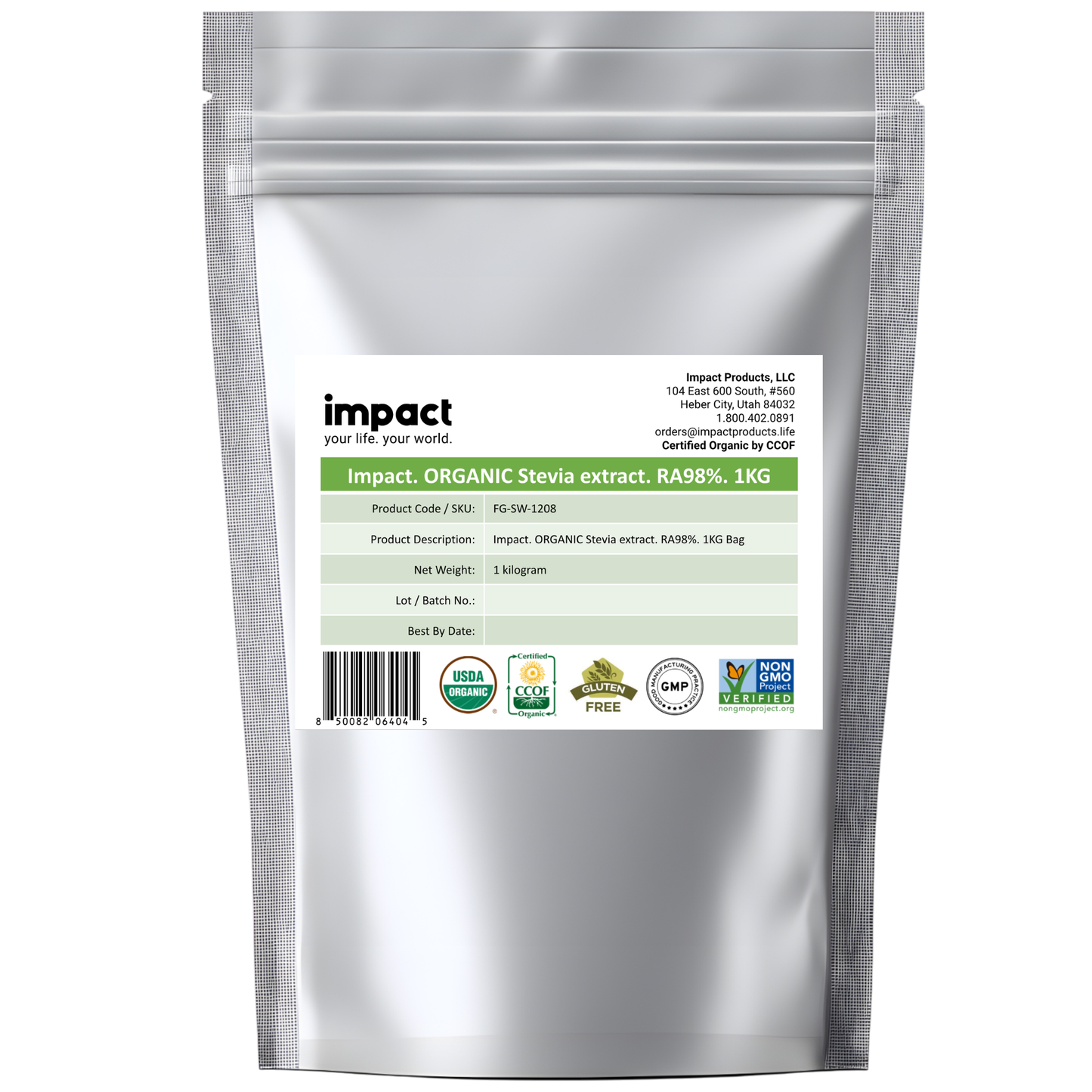Organic Stevia Extract. RA98%. 1KG Bag