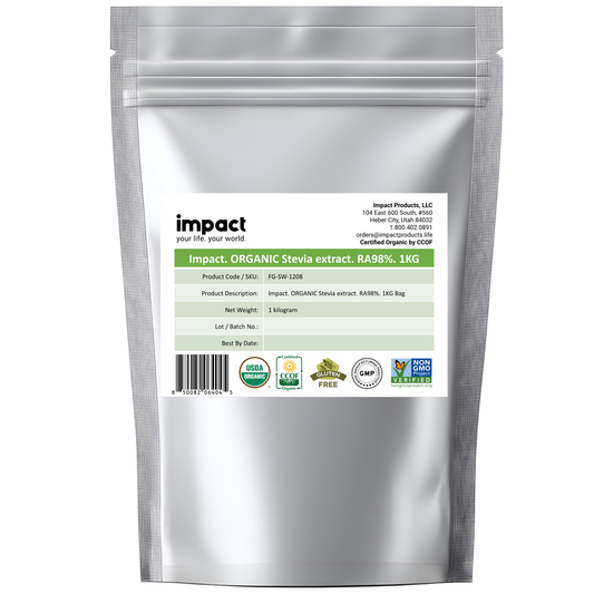 Organic Stevia Extract. RA98%. 1KG Bag